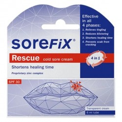 SoreFix Rescue Cream SPF30 - Crema transparentă pentru herpes bucal (6 ml) SoreFix Rescue Cream SPF30 - Crema transparentă pentru herpes bucal (6 ml)