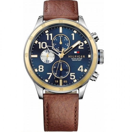 Tommy Hilfiger Trent Ceas Barbatesc 46mm Cronograf Cu Baterie Cu Curea Din Piele Maro 1791137
